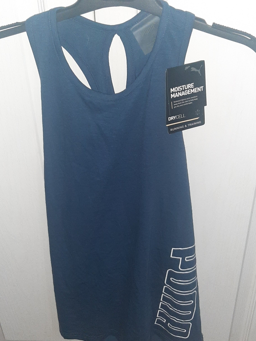 Puma Navy DryCELL Racerback Tank with White Logo